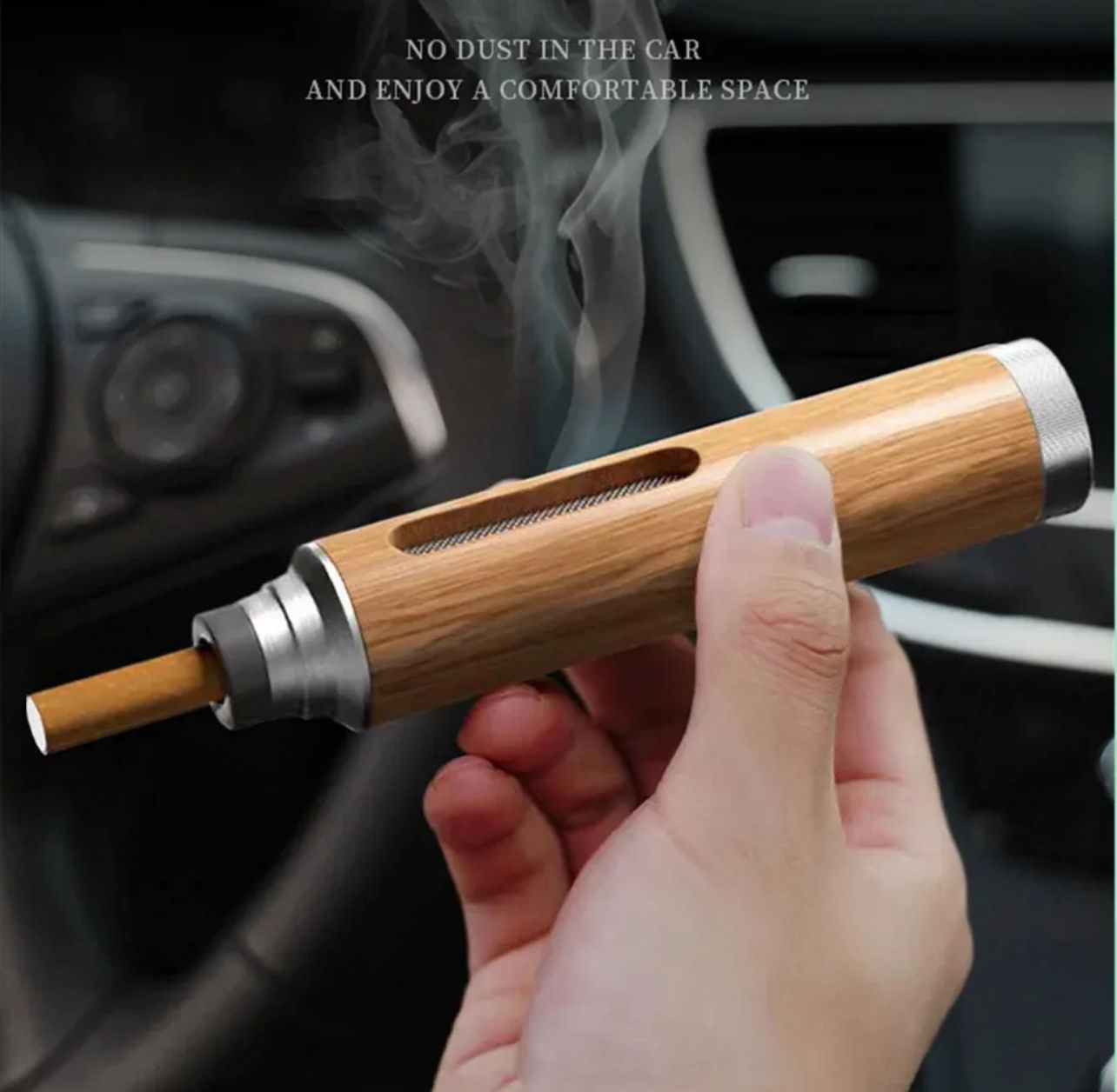 Portable Cigarette Ashtray, Handheld Walnut Cigarette Holder, Cigarette Ash Catcher For Travel, Home, Office, Car