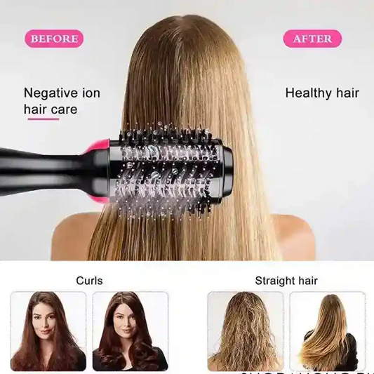 One Step 3 in 1  hair straightener,  Hair Dryer , and hair curler for ladies - hare drier for girls - Hair Straightener Comb for Drying for women - Hair Dryer Styler - Hot Air Brush - Comb for Drying, Straightening, and Curling