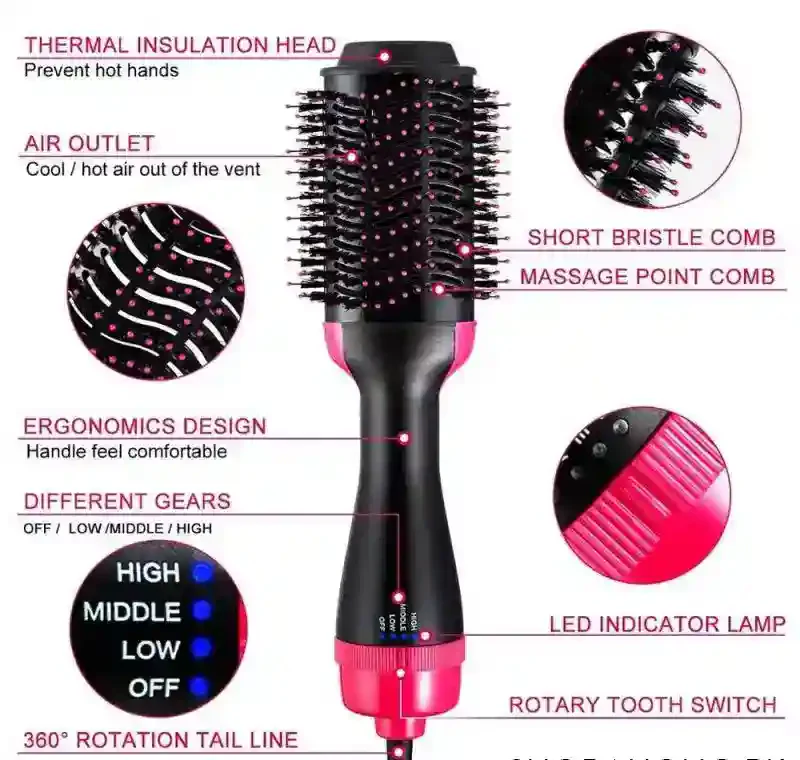 One Step 3 in 1  hair straightener,  Hair Dryer , and hair curler for ladies - hare drier for girls - Hair Straightener Comb for Drying for women - Hair Dryer Styler - Hot Air Brush - Comb for Drying, Straightening, and Curling