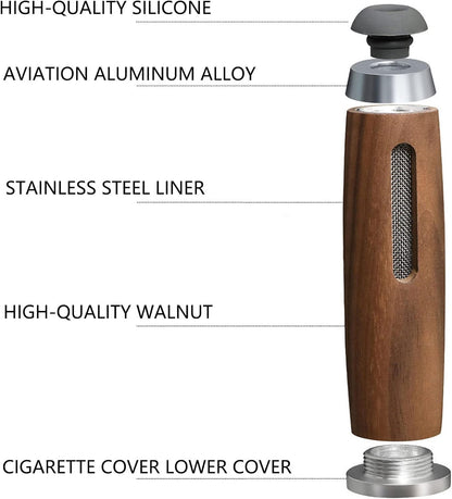 Portable Cigarette Ashtray, Handheld Walnut Cigarette Holder, Cigarette Ash Catcher For Travel, Home, Office, Car