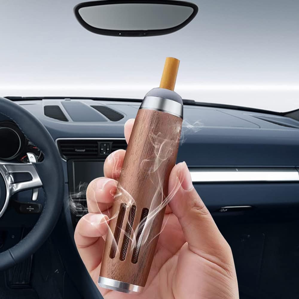 Portable Cigarette Ashtray, Handheld Walnut Cigarette Holder, Cigarette Ash Catcher For Travel, Home, Office, Car
