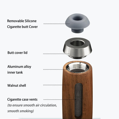 Portable Cigarette Ashtray, Handheld Walnut Cigarette Holder, Cigarette Ash Catcher For Travel, Home, Office, Car