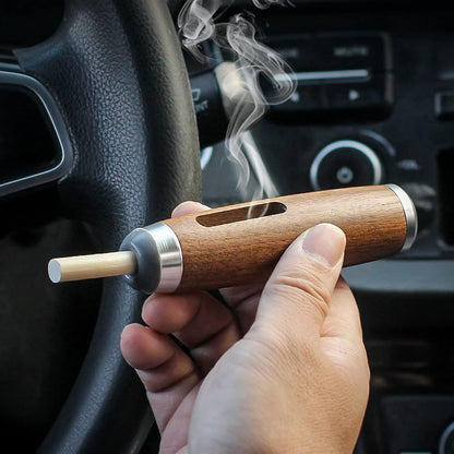 Portable Cigarette Ashtray, Handheld Walnut Cigarette Holder, Cigarette Ash Catcher For Travel, Home, Office, Car