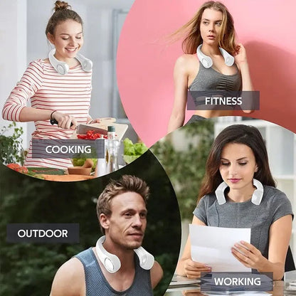 Portable Bladeless  rechargeable  Neck Fan USB Cooling Fan Super Strong hanging neck fan Portable Personal Fan Super Quiet Fan Dual Cooling Fan Summer Fan for Outdoor Sports Home Office Travel