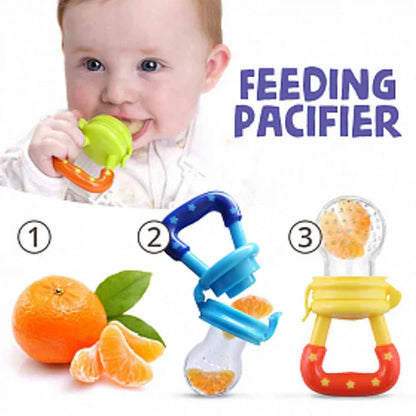 3 pack combo deal fruit pacifier + feeder spoon + U shape toothbrush for kids silicone multicolor