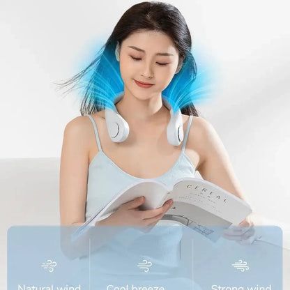 Portable Bladeless  rechargeable  Neck Fan USB Cooling Fan Super Strong hanging neck fan Portable Personal Fan Super Quiet Fan Dual Cooling Fan Summer Fan for Outdoor Sports Home Office Travel