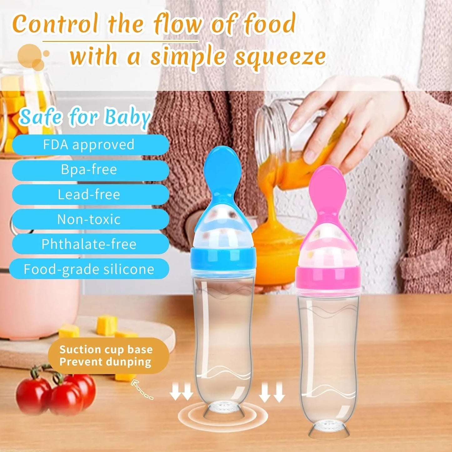 3 pack combo deal fruit pacifier + feeder spoon + U shape toothbrush for kids silicone multicolor