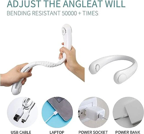 Portable Bladeless  rechargeable  Neck Fan USB Cooling Fan Super Strong hanging neck fan Portable Personal Fan Super Quiet Fan Dual Cooling Fan Summer Fan for Outdoor Sports Home Office Travel