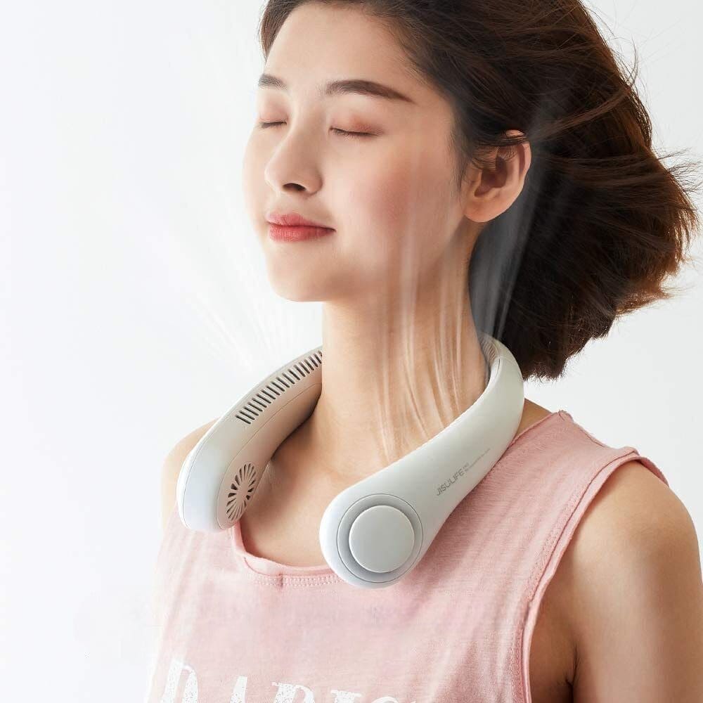 Portable Bladeless  rechargeable  Neck Fan USB Cooling Fan Super Strong hanging neck fan Portable Personal Fan Super Quiet Fan Dual Cooling Fan Summer Fan for Outdoor Sports Home Office Travel